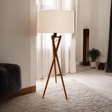 Load image into Gallery viewer, Fairbank Tripod Floor Lamp Walnut/Neutral
